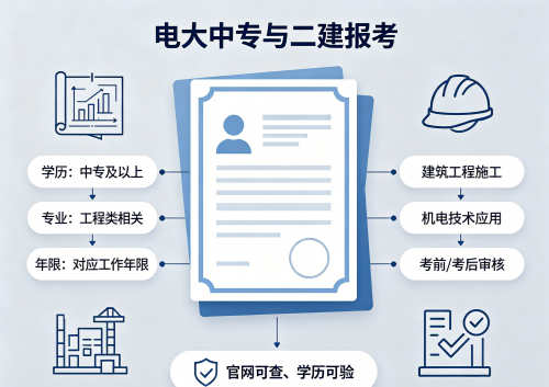 电大中专毕业证可以考二建吗？ 新闻资讯